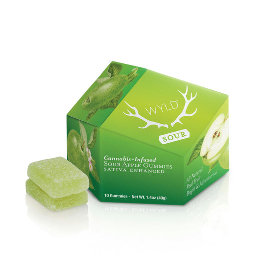 WYLD Sour Apple Sativa Enhanced Gummies | 100mg