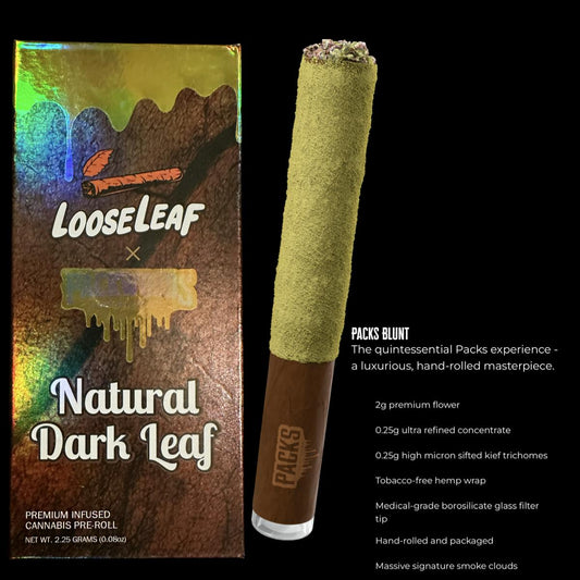 PACKWOODS / NATURAL DARK LEAF LOOSE LEAF / 2.25G INFUSED BLUNT